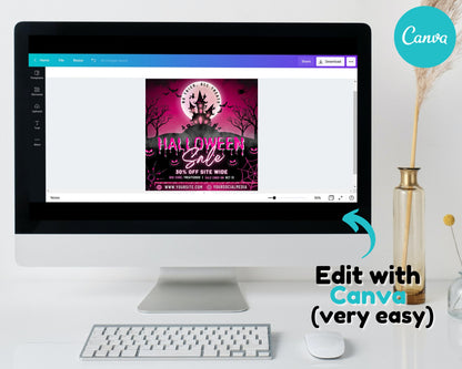 Halloween Flyer, DIY Flyer Template Design, Sale Flyer, Hair Flyer, Fall Sale Flyer, Pink Flyer, Scary Flyer, Premade Business Flyer Design