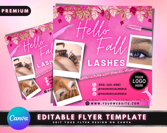 Fall Season Sale Flyer, DIY Flyer Template Design, Lash Flyer, Book Now Flyer, Hair Flyer, Autumn Holiday Flyer, Premade Business Flyer