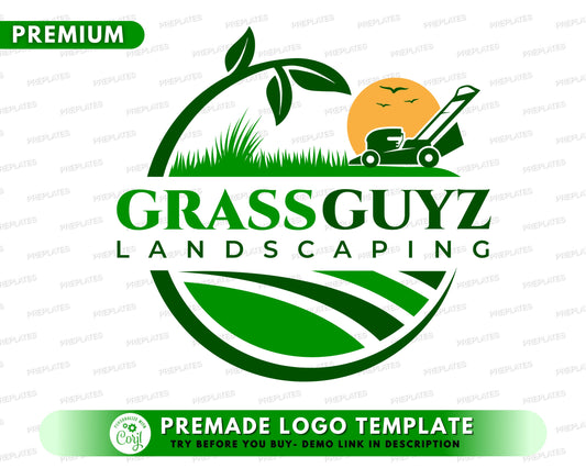 Lawn Care Logo, DIY Logo Design Template, Landscaping Logo, Lawn Mowing Logo, Gardener Logo, Yard Garden Service Logo, Grass Logo, Tree logo