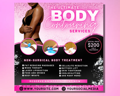 Body Contour Services Flyer, DIY Flyer Template Design, Sculpting Flyer, Body Spa Flyer, Class Flyer, Social Media Flyer, Premade Flyer