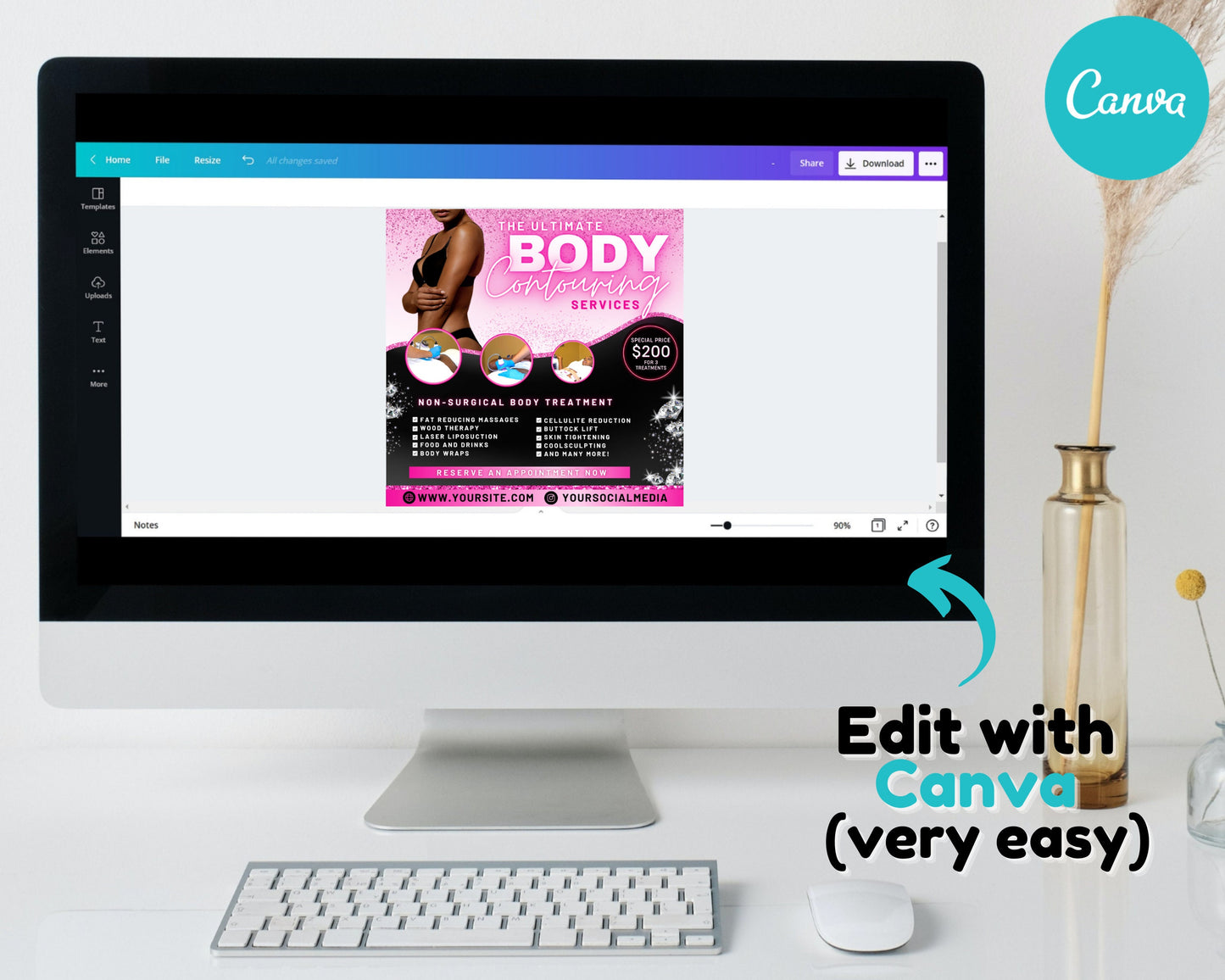 body contour services flyer, diy flyer template design, sculpting flyer, body spa flyer, class flyer, social media flyer, premade flyer