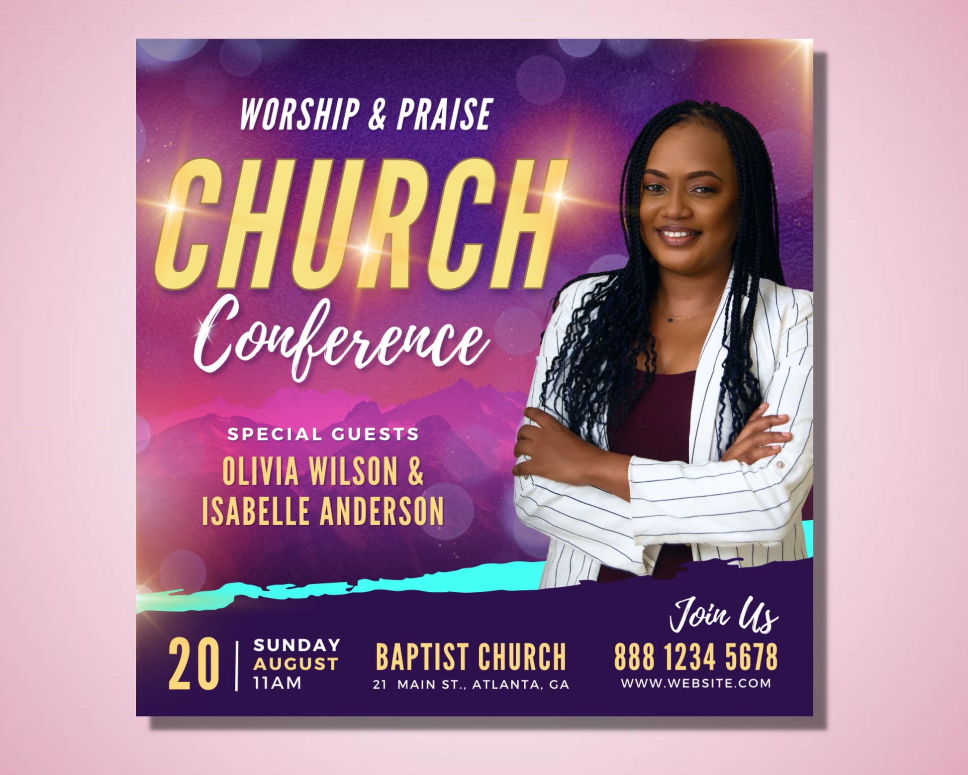 Church Flyer, DIY Flyer Template Design, Church Conference Flyer, Church Service Flyer, Prayer Flyer, Worship Flyer, Premade Editable Flyer