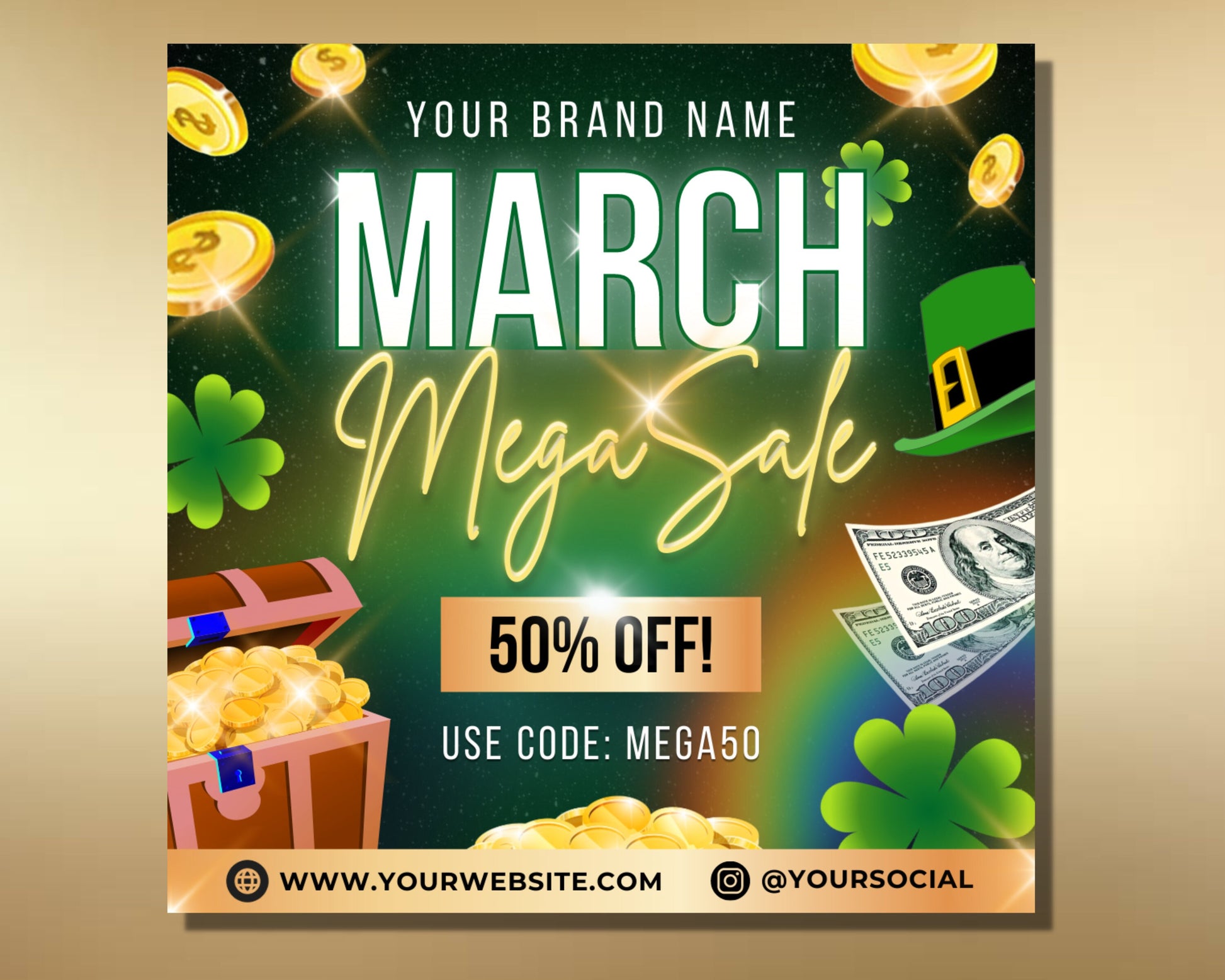 March Sale Flyer, DIY Flyer Template Design, St Patricks Day Flyer, Hair Bundles Flyer, Lash Flyer, Social Media Flyer, Premade Flyer