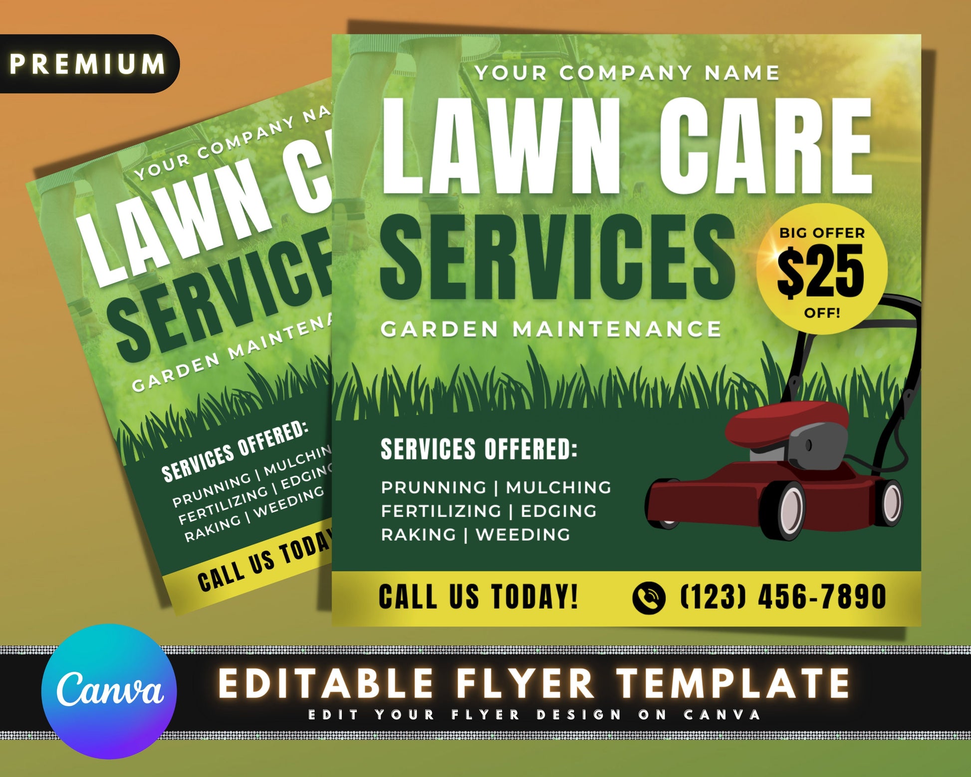 Lawn Care Service Flyer, DIY Flyer Template Design, Lawn Mowing Flyer, Landscaping Flyer, Gardening Flyer, Premade Business Flyer