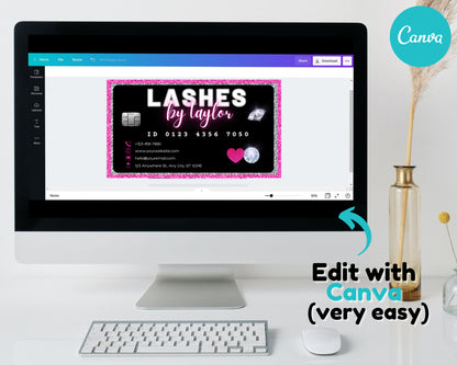 Loyalty Cards, DIY Marketing Cards Template Design, Lash Business Card, Beauty Business Cards, Customer Rewards Card, Business Card Template
