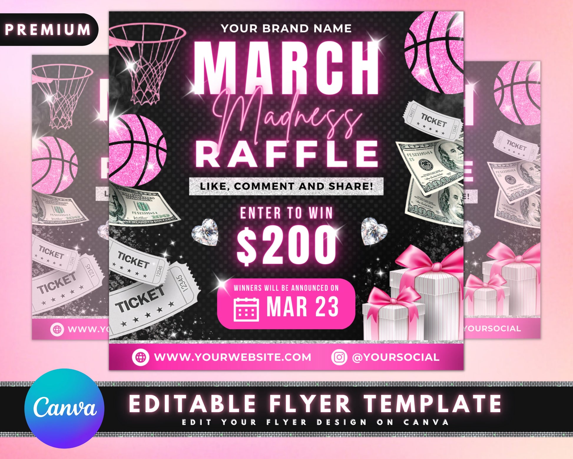 March Madness Raffle Flyer, DIY Flyer Template Design, March Giveaway Flyer, Ticket Flyer, March Hair Specials Flyer, Premade Business Flyer