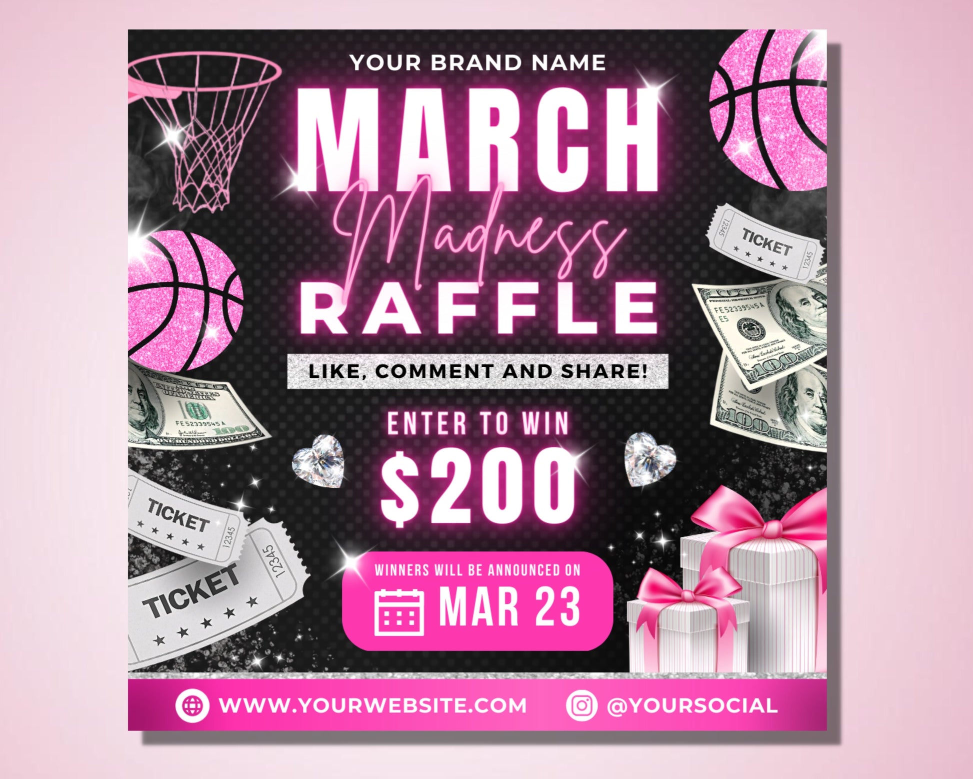March Madness Raffle Flyer, DIY Flyer Template Design, March Giveaway Flyer, Ticket Flyer, March Hair Specials Flyer, Premade Business Flyer