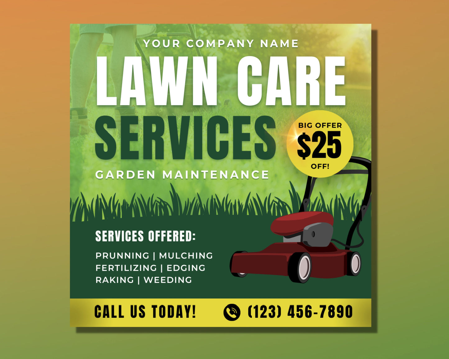 lawn care service flyer, diy flyer template design, lawn mowing flyer, landscaping flyer, gardening flyer, premade business flyer