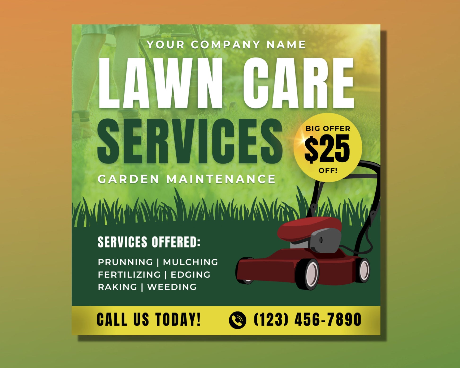 Lawn Care Service Flyer, DIY Flyer Template Design, Lawn Mowing Flyer, Landscaping Flyer, Gardening Flyer, Premade Business Flyer