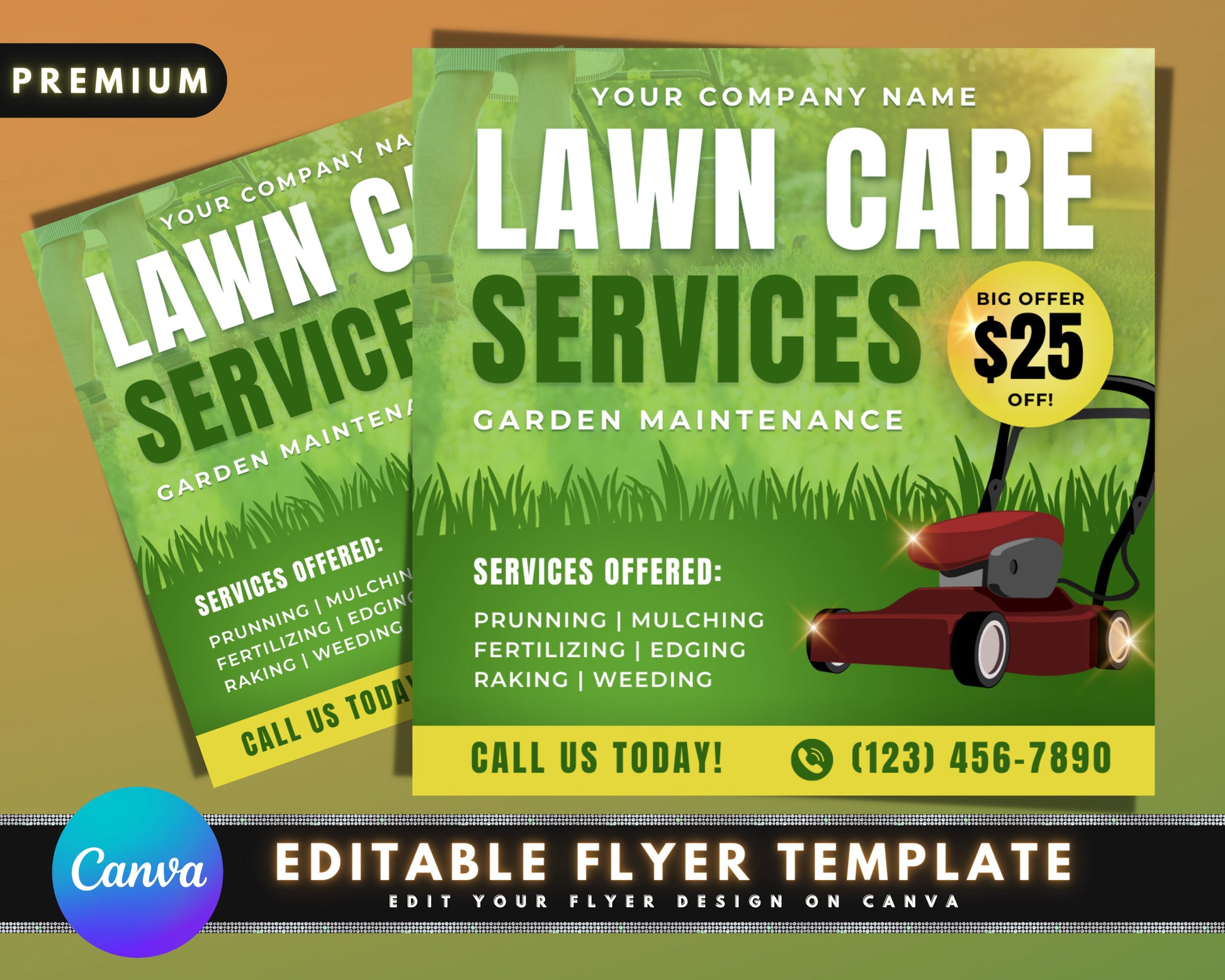 Lawn Care Services Flyer, DIY Flyer Template Design, Lawn Mowing Flyer, Landscaping Flyer, Gardening Flyer, Premade Business Flyer
