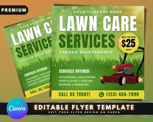 Lawn Care Services Flyer, DIY Flyer Template Design, Lawn Mowing Flyer, Landscaping Flyer, Gardening Flyer, Premade Business Flyer