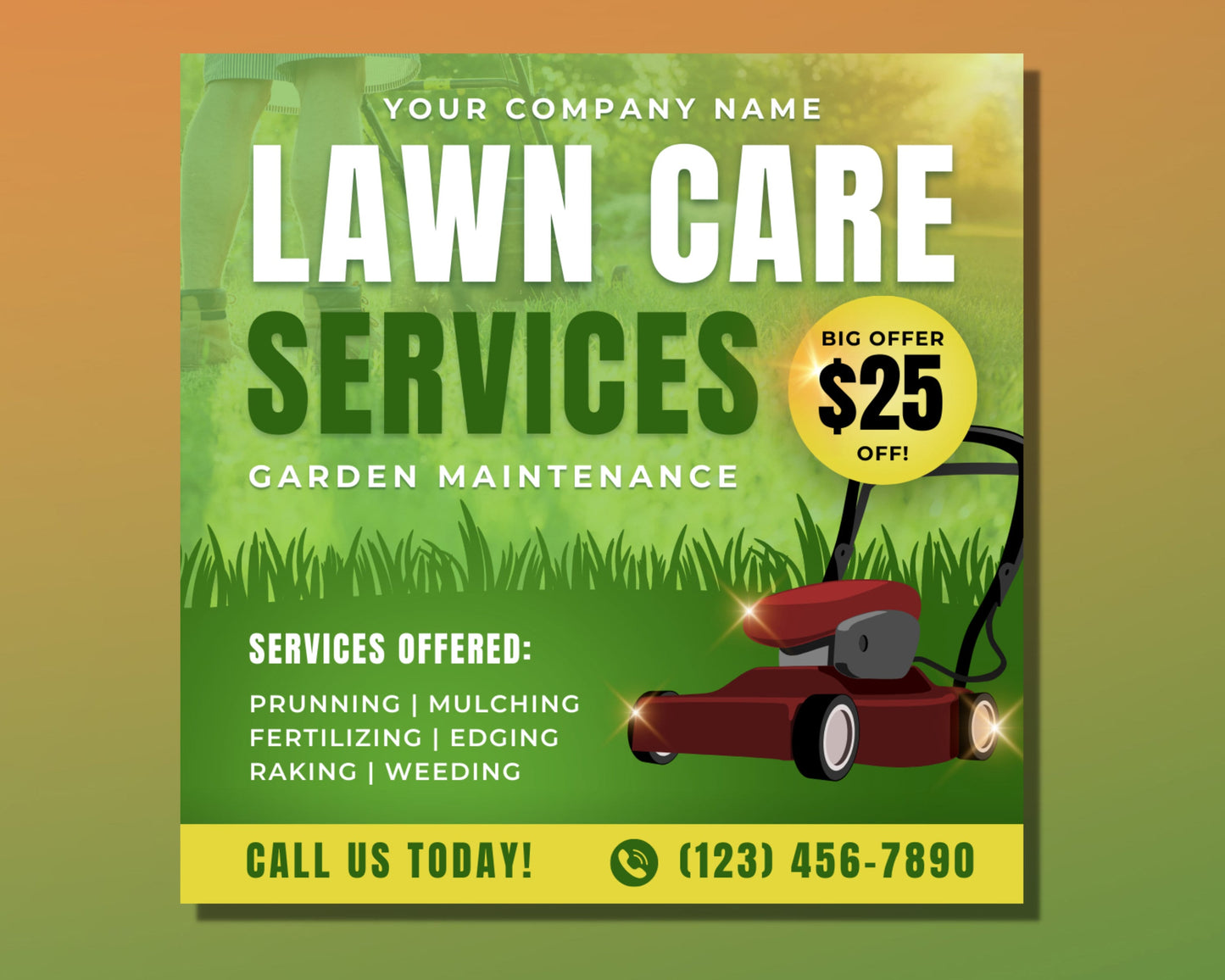 lawn care services flyer, diy flyer template design, lawn mowing flyer, landscaping flyer, gardening flyer, premade business flyer