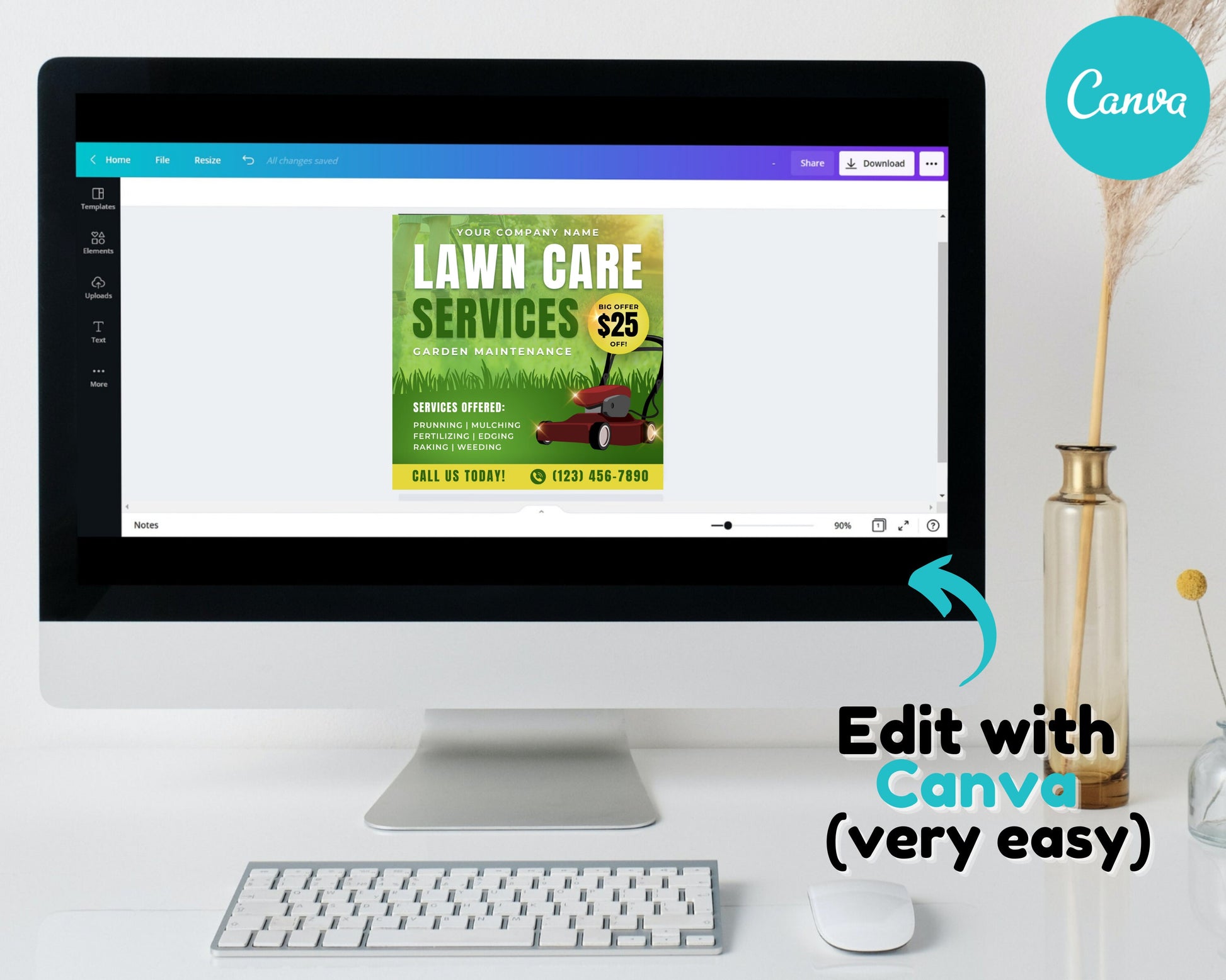 Lawn Care Services Flyer, DIY Flyer Template Design, Lawn Mowing Flyer, Landscaping Flyer, Gardening Flyer, Premade Business Flyer