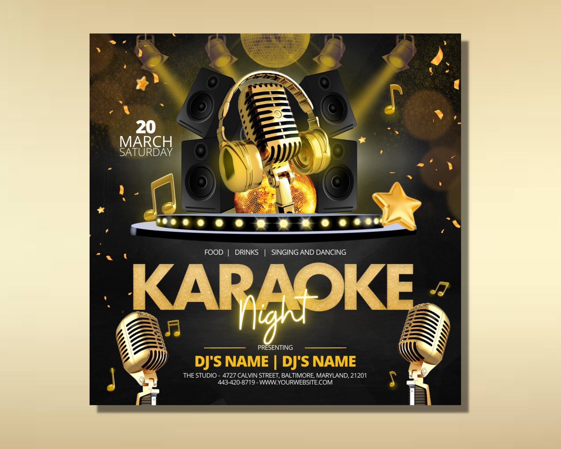 Karaoke Night Flyer, Party Flyer, DIY Flyer Template Design, Party Invite Flyer, Saturday Friday Night Party Flyer, Club Event Flyer