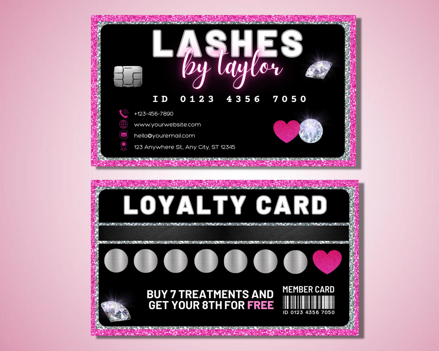 loyalty cards, diy marketing cards template design, lash business card, beauty business cards, customer rewards card, business card template