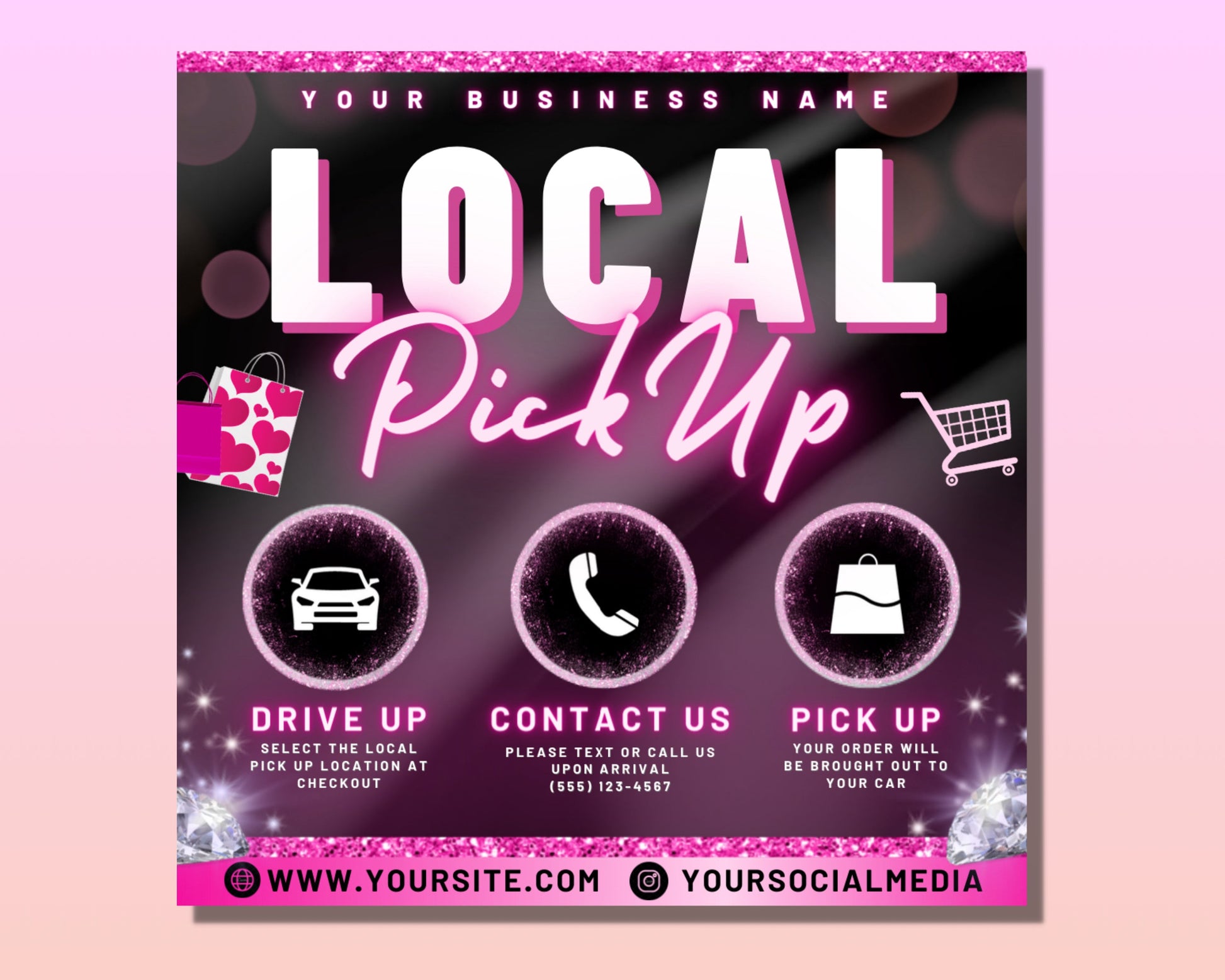 Local Pick Up Flyer, DIY Flyer Template Design, Curbside Pickup Flyer, Delivery Flyer, Business Flyer, Boutique Flyer, Editable Flyer