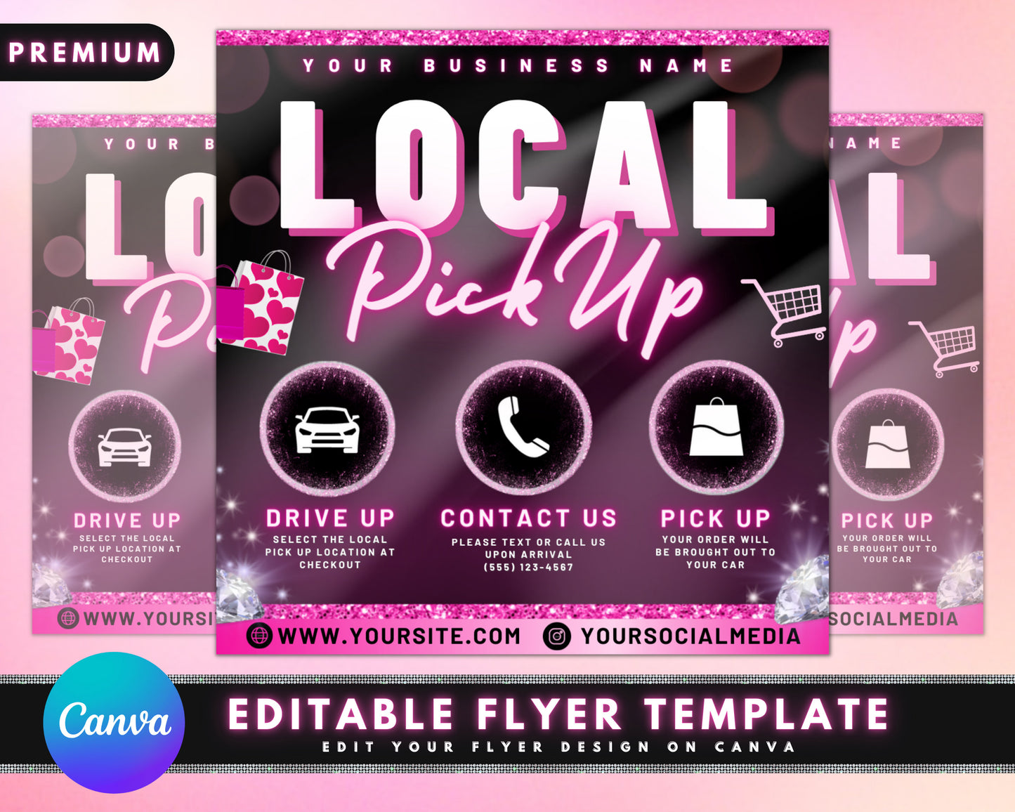 local pick up flyer, diy flyer template design, curbside pickup flyer, delivery flyer, business flyer, boutique flyer, editable flyer