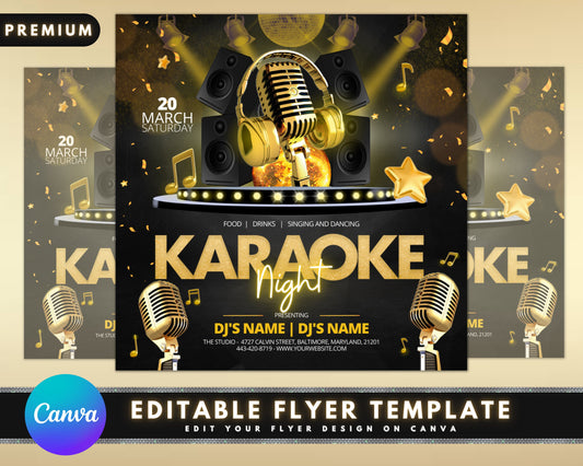 Karaoke Night Flyer, Party Flyer, DIY Flyer Template Design, Party Invite Flyer, Saturday Friday Night Party Flyer, Club Event Flyer