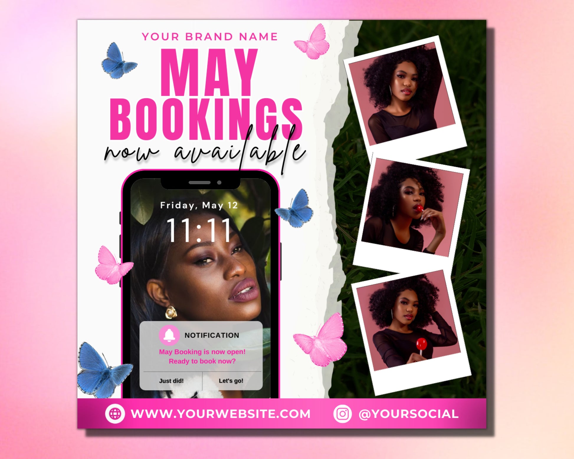 May Booking Flyer, DIY Flyer Template Design, Book Now Flyer, Appointment Flyer, Hair and Lash Flyer, Social Media Beauty Flyer, Nails Flyer