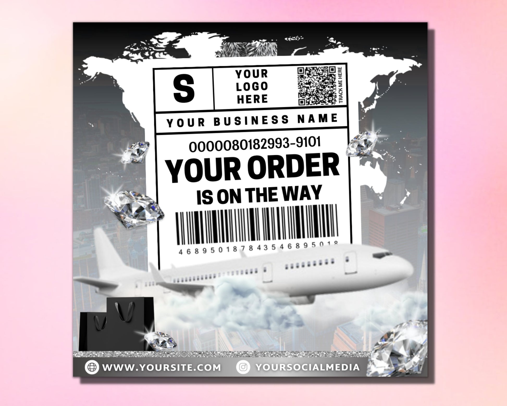 Shipping Label Flyer, DIY Flyer Template Design, Orders Shipped Flyer, Package Shipped Flyer, Hair Lash Flyer, Premade Editable Flyer
