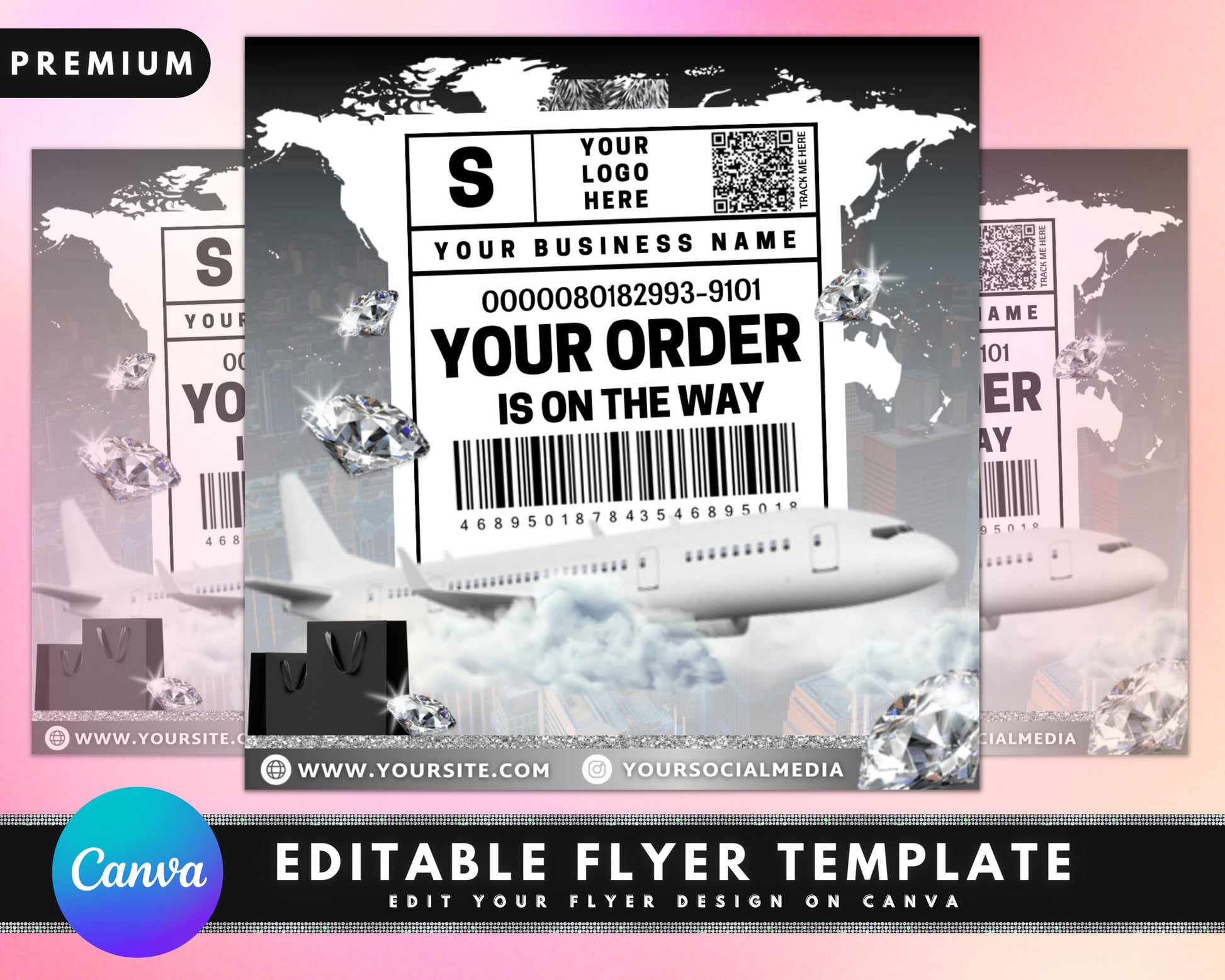 Shipping Label Flyer, DIY Flyer Template Design, Orders Shipped Flyer, Package Shipped Flyer, Hair Lash Flyer, Premade Editable Flyer