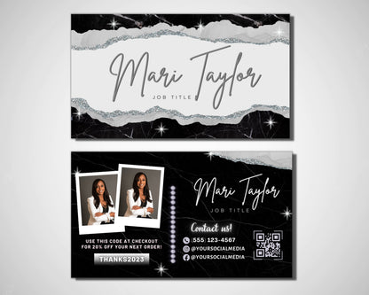 Business Cards, DIY Business Card Template Design, Beauty Boutique Business Cards, Black and White Business Card, Premade Business Cards