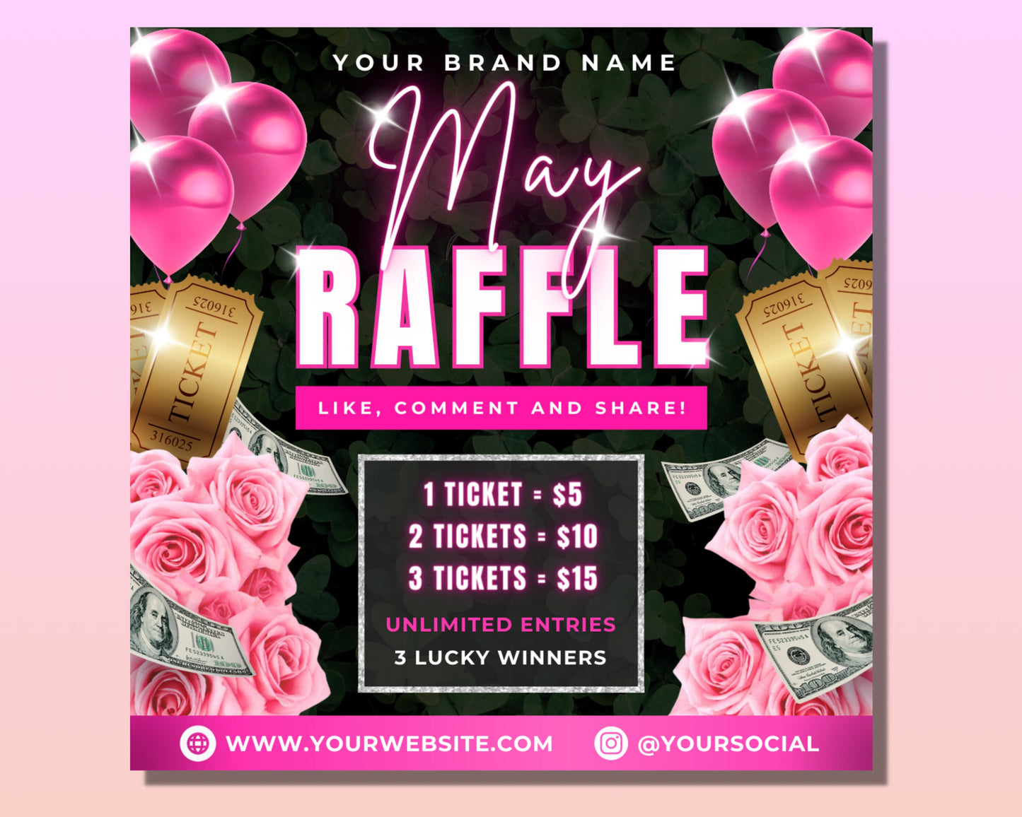 may raffle flyer, diy flyer template design, giveaway flyer, raffle ticket flyer, prize raffle flyer, contest flyer, premade business flyer