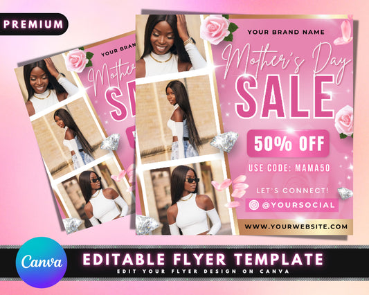 Mother's Day Sale Flyer, DIY Flyer Template Design, Hair and Lash Flyer, Boutique Flyer, Beauty Social Media Flyer, Premade Business Flyer