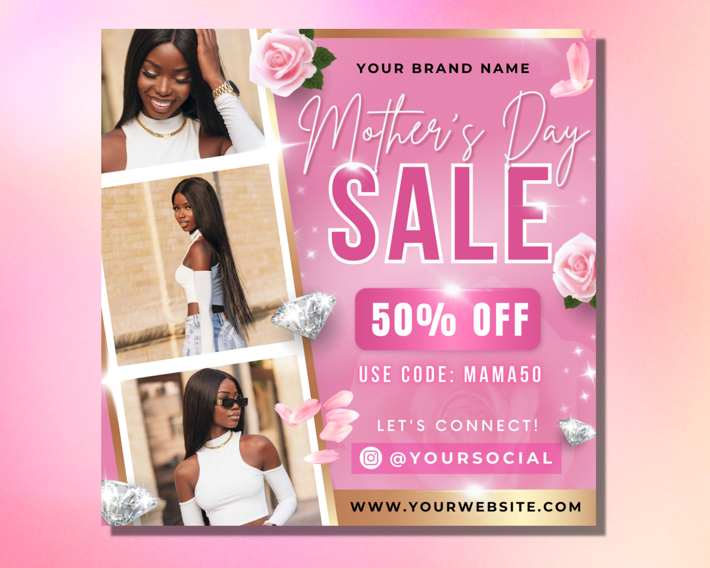 mother's day sale flyer, diy flyer template design, hair and lash flyer, boutique flyer, beauty social media flyer, premade business flyer