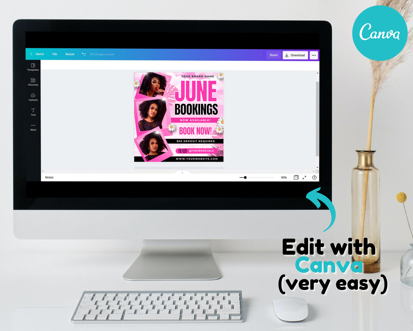 june appointment flyer, diy flyer template design, june booking flyer, hair lash instagram post, book now flyer, premade salon flyer