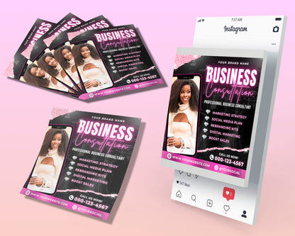 Business Consultation Flyer, DIY Flyer Template Design, Business Coaching, Business Training, Entrepreneur Workshop, Premade Instagram Post