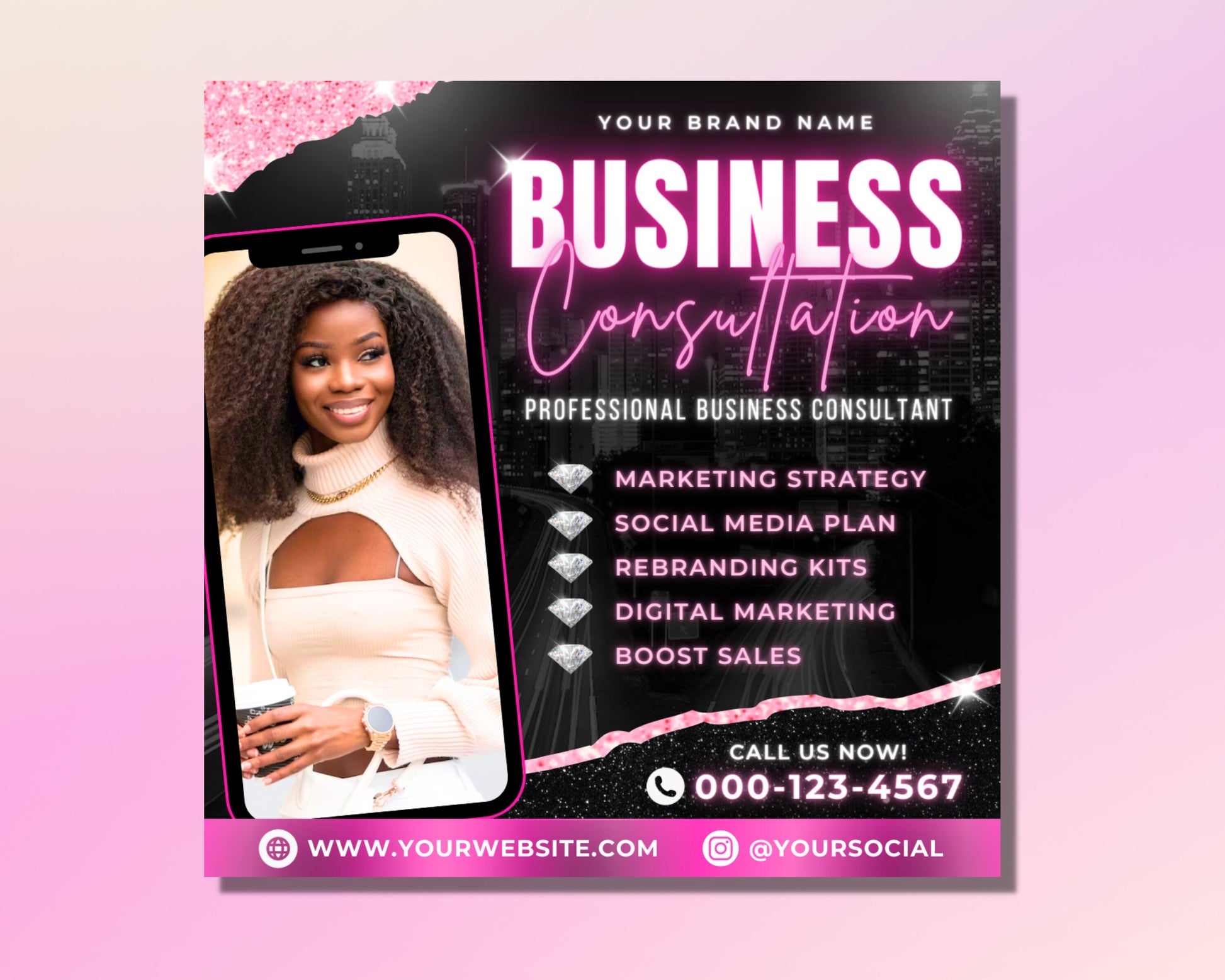 Business Consultation Flyer, DIY Flyer Template Design, Business Coaching, Business Training, Entrepreneur Workshop, Premade Instagram Post