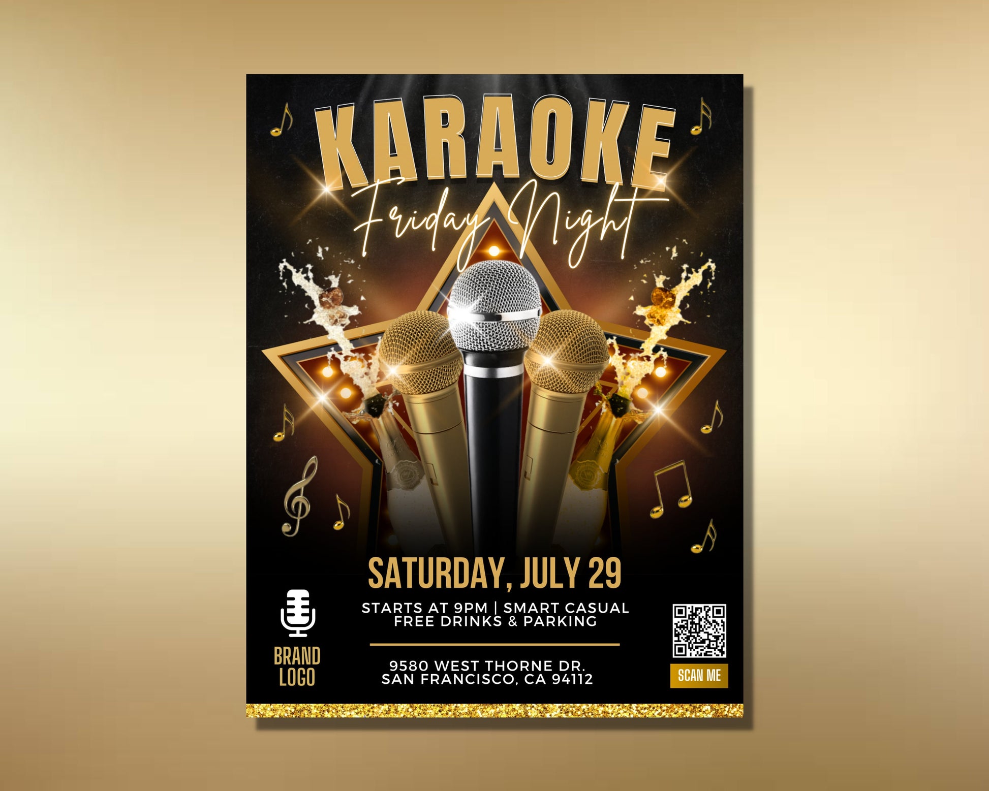 Karaoke Night Flyer, Event Flyer, DIY Flyer Template Design, Party Invite Flyer, Saturday Friday Night Party Flyer, Club Social Media Flyer