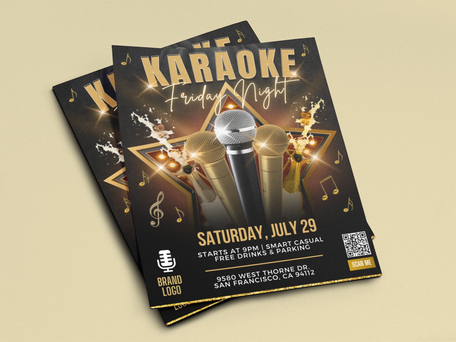 Karaoke Night Flyer, Event Flyer, DIY Flyer Template Design, Party Invite Flyer, Saturday Friday Night Party Flyer, Club Social Media Flyer