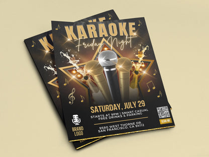 Karaoke Night Flyer, Event Flyer, DIY Flyer Template Design, Party Invite Flyer, Saturday Friday Night Party Flyer, Club Social Media Flyer