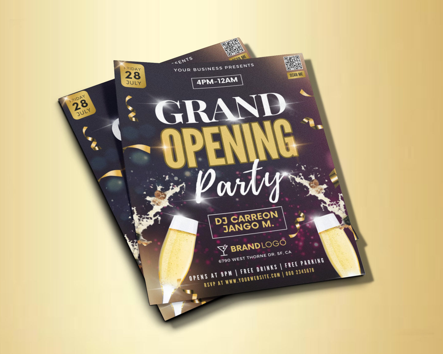 grand opening flyer, event flyer, diy flyer template design, party invite flyer, business launch party flyer, celebration social media flyer