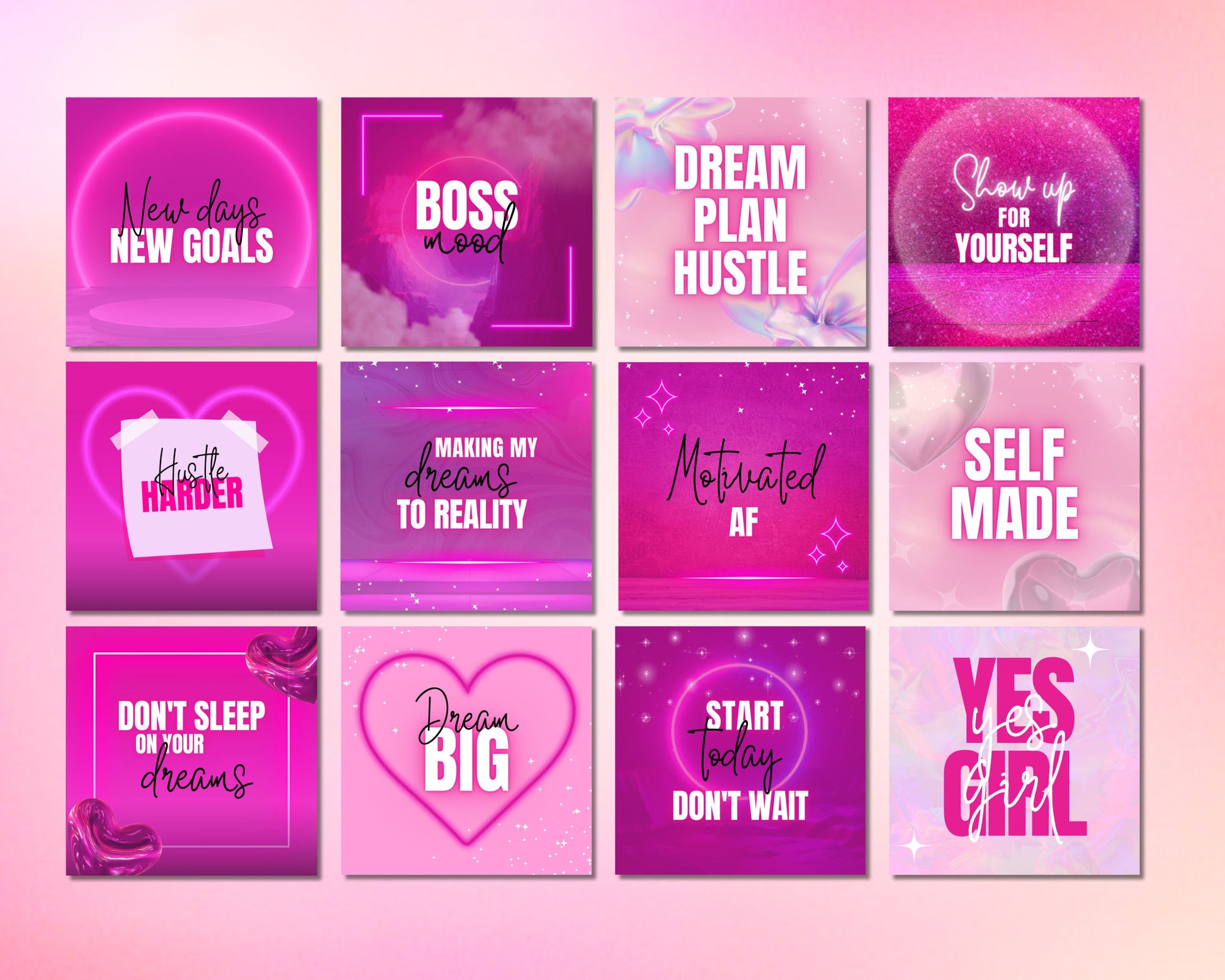Girl Boss Social Media Post Template Bundle, DIY Flyer Design, Engagement Posts, Boss Babe Instagram Content Posts, Business Quotes Posts