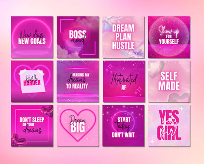Girl Boss Social Media Post Template Bundle, DIY Flyer Design, Engagement Posts, Boss Babe Instagram Content Posts, Business Quotes Posts