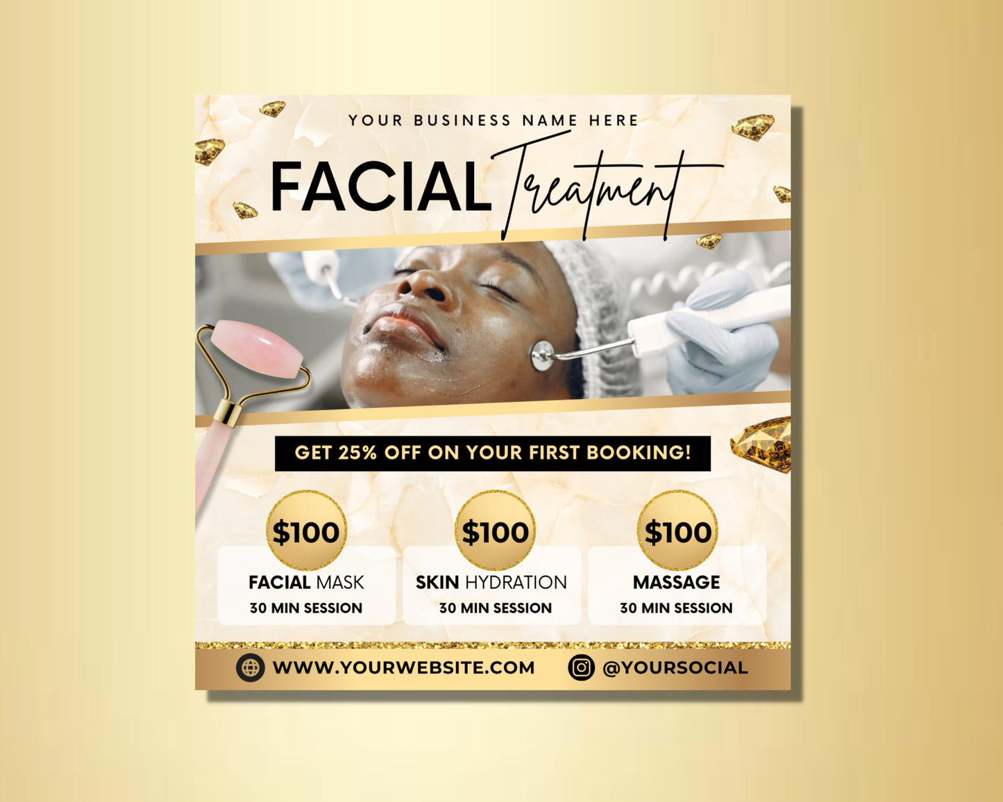 facial treatment flyer, diy flyer template design, facial specials flyer, facial spa flyer, aesthetician flyer, beauty service premade flyer