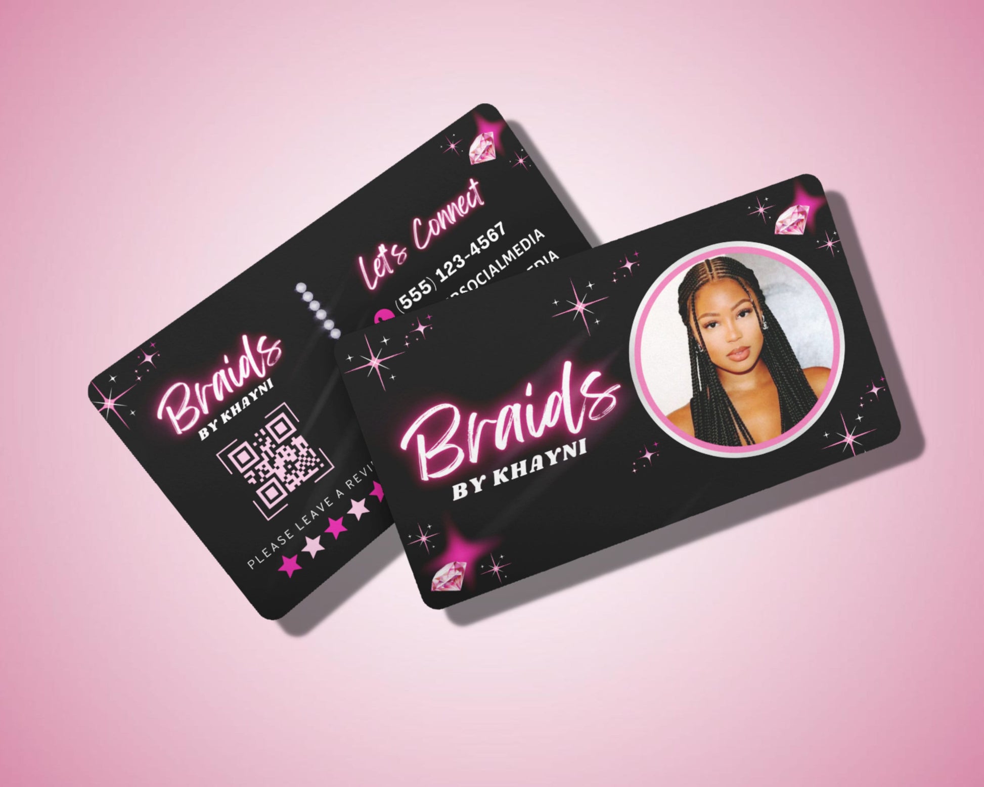 Hair Braiding Business Card, DIY Marketing Cards Design, Braids Business Cards, Hairdresser Cards, Hair Extensions Business Card Template