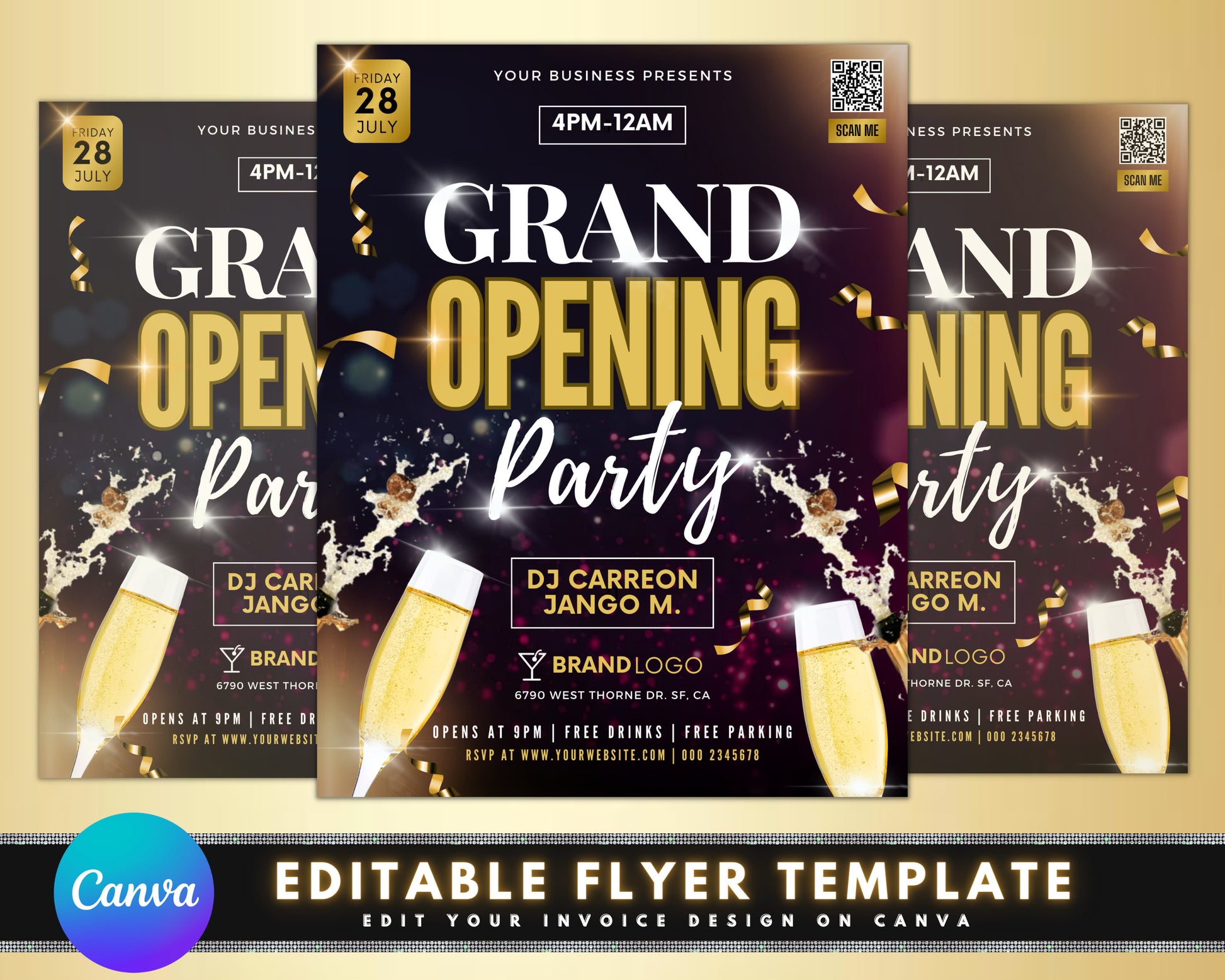 Grand Opening Flyer, Event Flyer, DIY Flyer Template Design, Party Invite Flyer, Business Launch Party Flyer, Celebration Social Media Flyer
