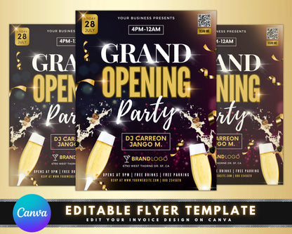 Grand Opening Flyer, Event Flyer, DIY Flyer Template Design, Party Invite Flyer, Business Launch Party Flyer, Celebration Social Media Flyer