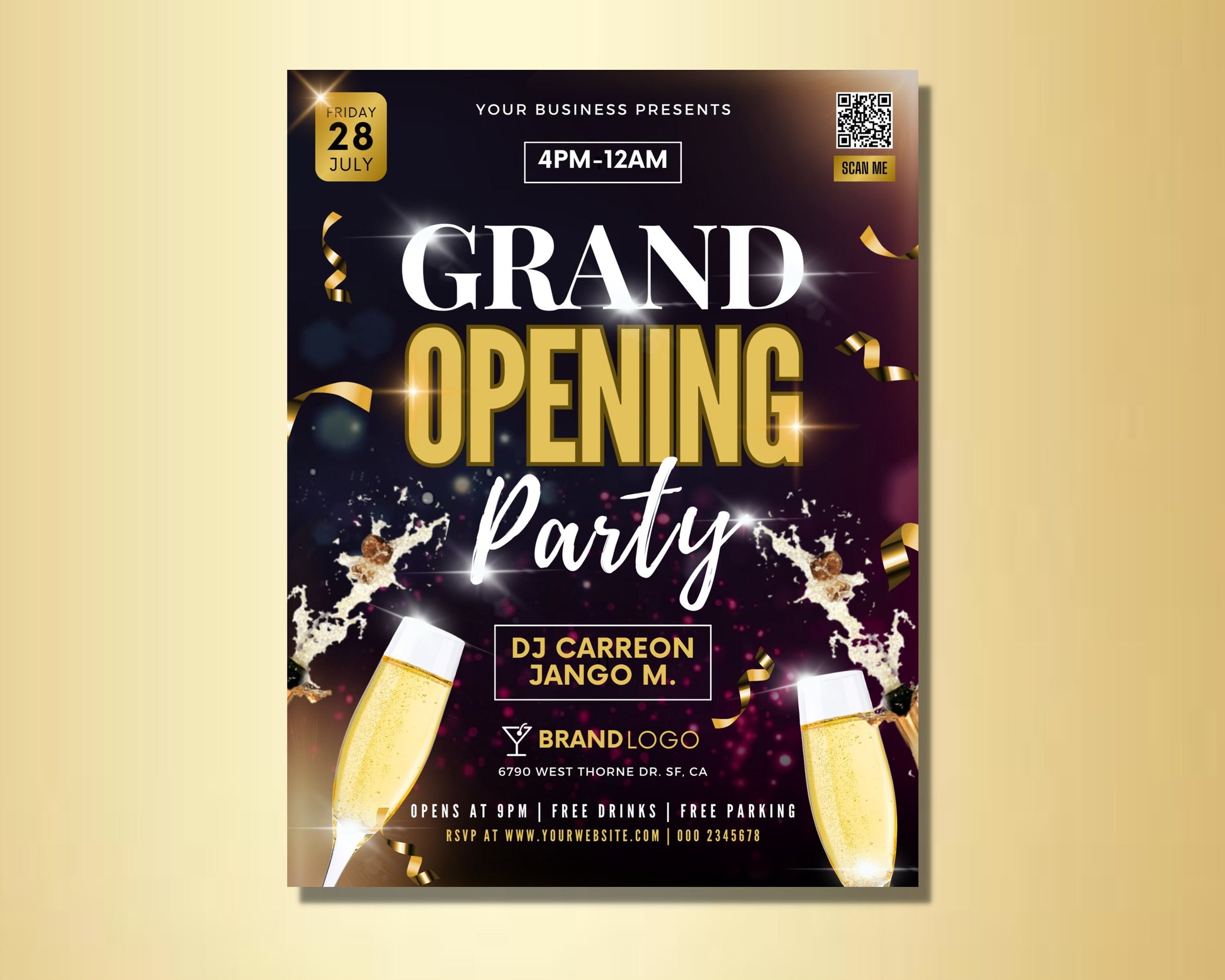 Grand Opening Flyer, Event Flyer, DIY Flyer Template Design, Party Invite Flyer, Business Launch Party Flyer, Celebration Social Media Flyer