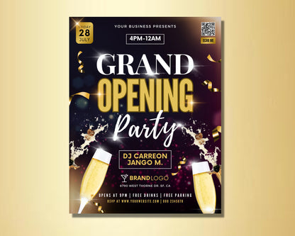 Grand Opening Flyer, Event Flyer, DIY Flyer Template Design, Party Invite Flyer, Business Launch Party Flyer, Celebration Social Media Flyer