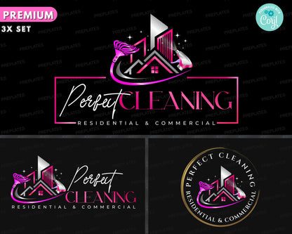 Cleaning Services Logo, DIY Logo Design Template, Housekeeping Logo, Professional Cleaning Business Logo, Premade Home Office Cleaners Logo