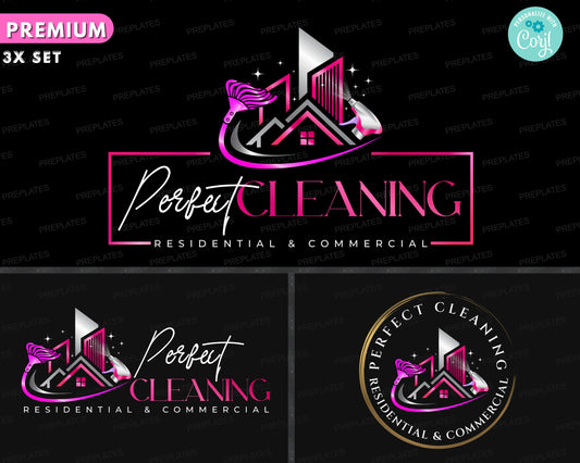 Cleaning Services Logo, DIY Logo Design Template, Housekeeping Logo, Professional Cleaning Business Logo, Premade Home Office Cleaners Logo