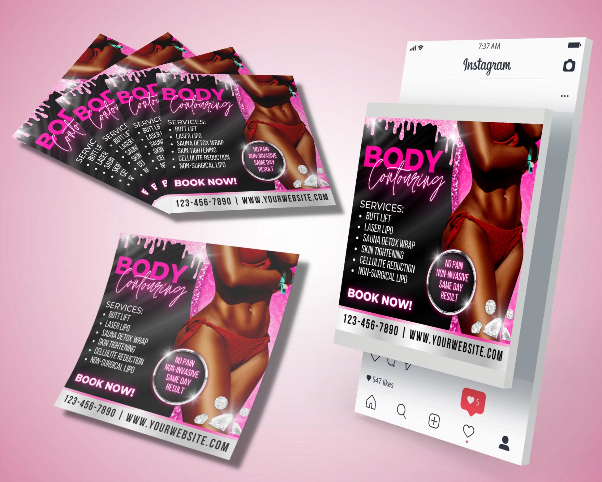 Body Contouring Flyer, DIY Flyer Template, Body Contour Appointment Flyer, Body Sculpting Book Now Flyer, Premade Body Spa Booking Flyer