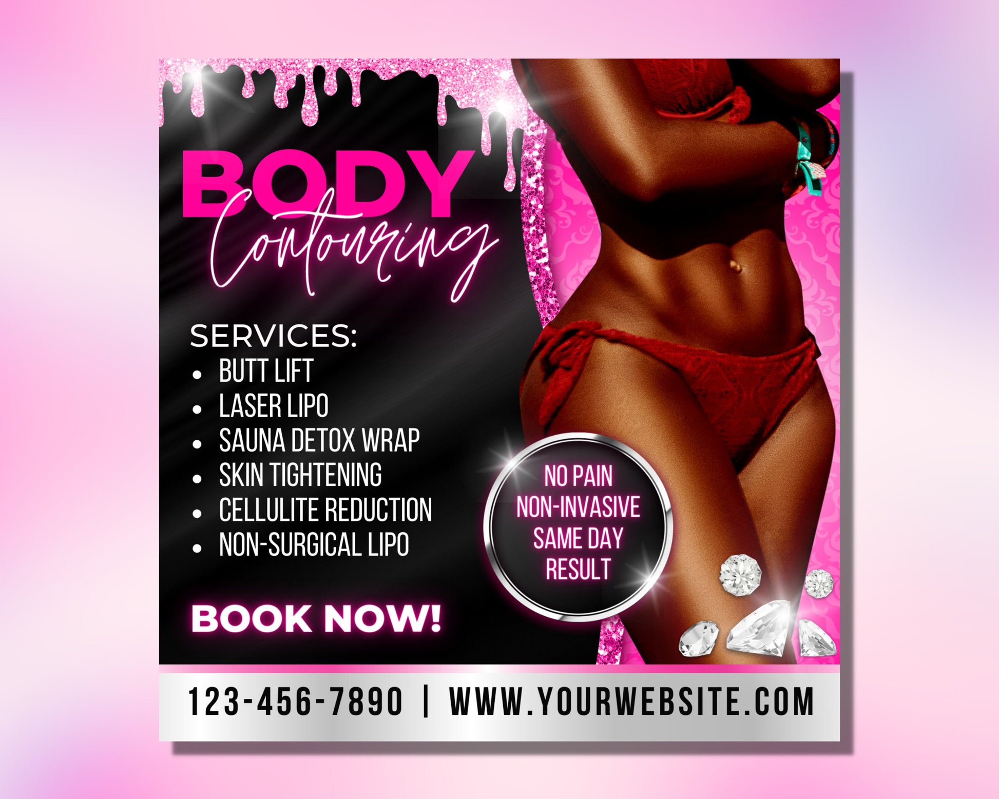 Body Contouring Flyer, DIY Flyer Template, Body Contour Appointment Flyer, Body Sculpting Book Now Flyer, Premade Body Spa Booking Flyer