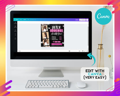 July Bookings Flyer, DIY Flyer Template Design, July Appointment Flyer, Hair Lash Instagram Post, Book Now Flyer, Premade Salon Flyer