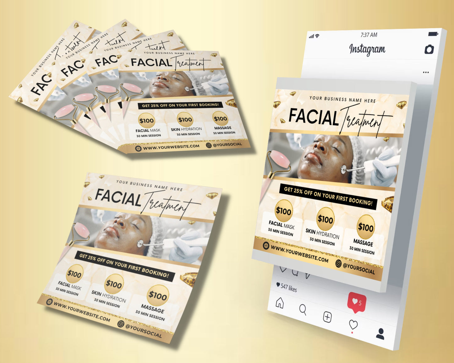 facial treatment flyer, diy flyer template design, facial specials flyer, facial spa flyer, aesthetician flyer, beauty service premade flyer